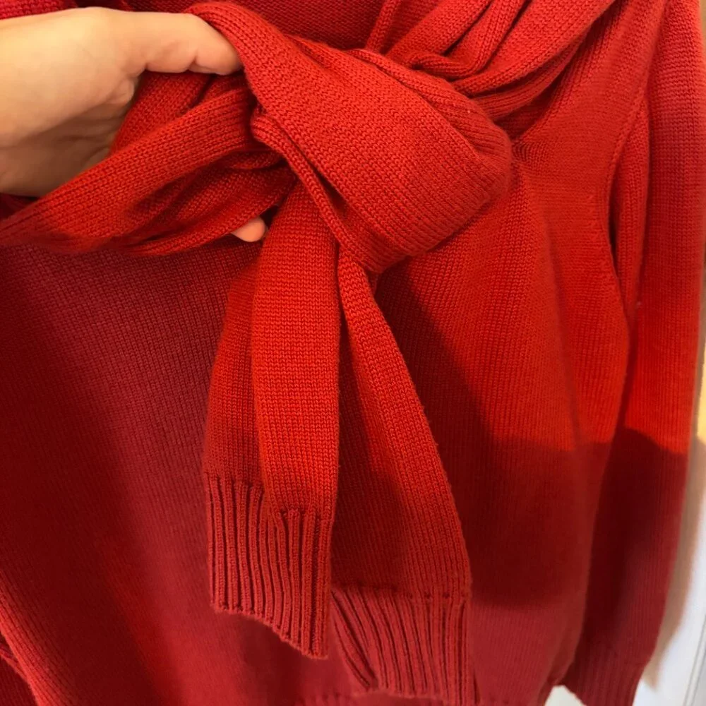 NWOT MONSE Cold Shoulder Merino Wool Knit Sweater in Terracotta - Picture 6 of 6